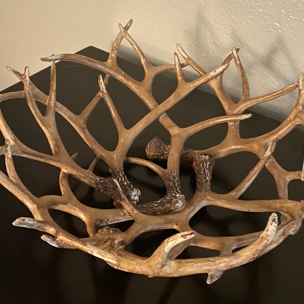 Rustic Antler Decorative Bowl Set Faux Antler Centerpiece Farmhouse Cabin Decor - Picture 8 of 8
